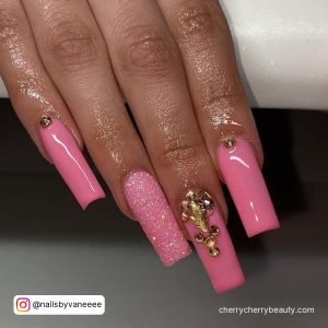 Glitter Pink Acrylic Nails