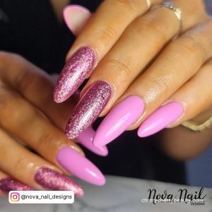 Glitter Pink Gel Nails