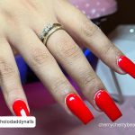 Glossy Red Coffin Acrylic Nails