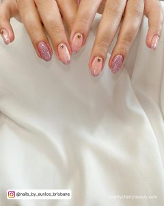 Gold Acrylic Nails Designs With Nude Base Coat