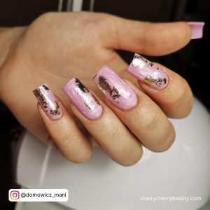 Gold And Pink Nails