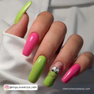 Green And Pink Nail Designs