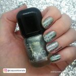 Green And Silver Christmas Nails With Glitter