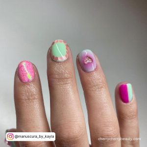 Green Pink Nail Art
