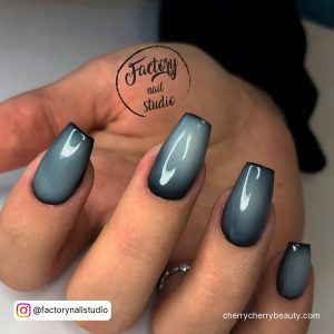 Grey And Black Ombre Nails