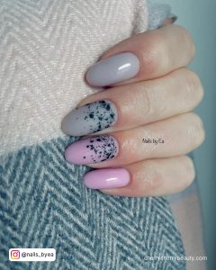 Grey And Pink Gel Nail Designs With Spray Pattern