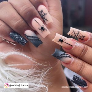 Halloween Designs For Acrylic Nails With Webs And Spider