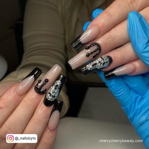 Halloween Inspired Acrylic Nails In Black