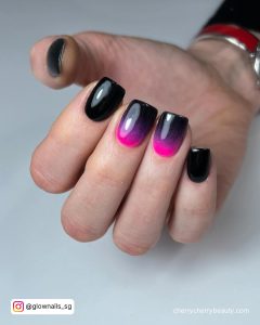 Hot Pink And Black Ombre Nails