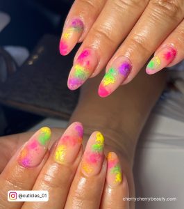 Hot Pink And Neon Yellow Nails
