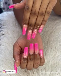 Hot Pink Coffin Nails Designs