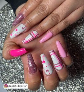 Hot Pink Glitter Nails