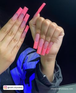 Hot Pink Long Acrylic Nails