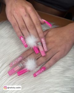 Hot Pink Long Nails