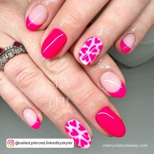 Hot Pink Nails With Design