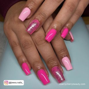 Hot Pink Square Nails