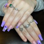 Lavender Light Purple Acrylic Nails Coffin With Hearts