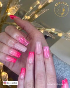 Light And Hot Pink Ombre Nails
