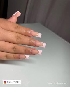 Light Pastel Pink Nail Polish With French Tips