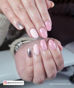 Light Pastel Pink Nails With One Chrome Nail