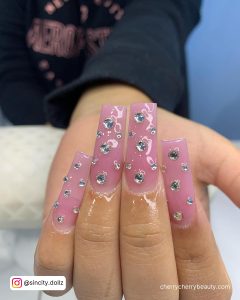 Light Pink Acrylic Nails Long