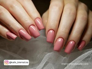 Light Pink Acrylic Nails Square On A Net Surface
