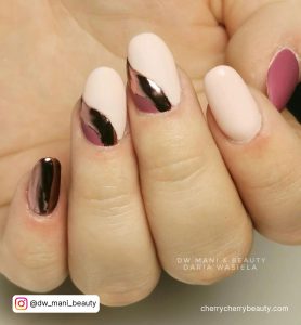 Light Pink And Gold Nail Designs
