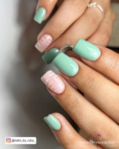 Light Pink And Mint Green Nails