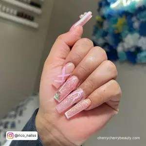 Light Pink Glitter Nails
