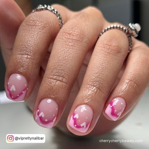 Light Pink Heart Nails For Short Length