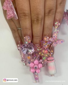Light Pink Long Acrylic Nails