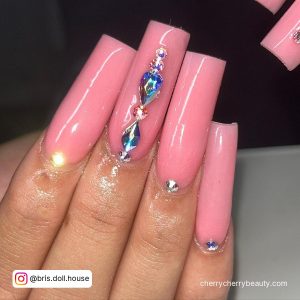 Light Pink Long Square Nails