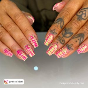 Lime Green And Pink Nail Designs