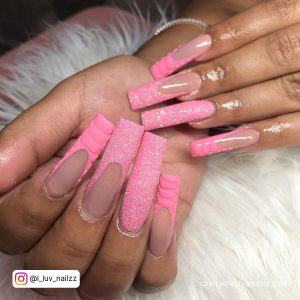 Long Acrylic Nails Pink