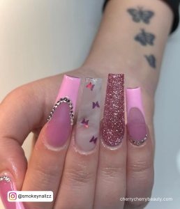 Long Coffin Pink Nails