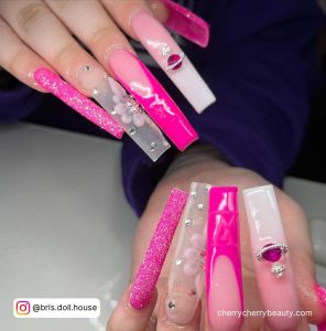 Long Hot Pink Nails