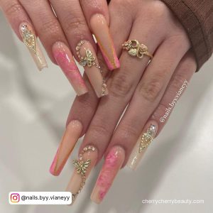 Long Light Pink Coffin Nails