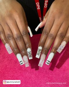 Long Nails Pink And White
