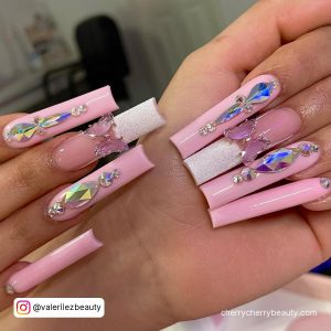 Long Pink Acrylic Nails