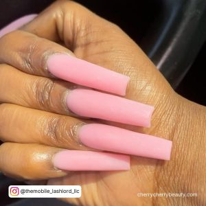 Long Pink Matte Nails