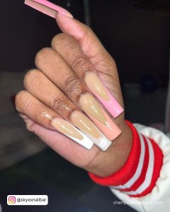 Long Pink Nude Nails