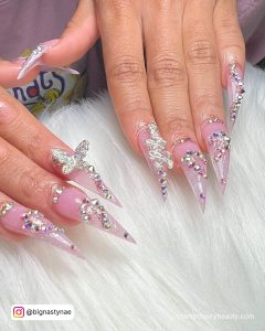 Long Pink Stiletto Nails