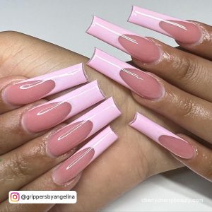 Long Pink Tip Nails