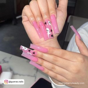 Long Square Pink Nails