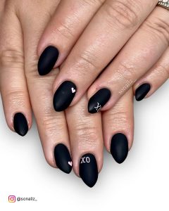 Matte Black And Pink Nails