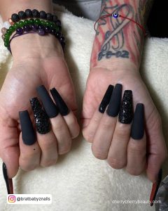 Matte Black Coffin Nails