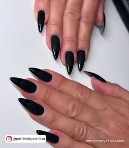 Matte Black Nails With Glossy Tips