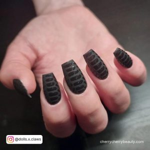 Matte Black Square Nails