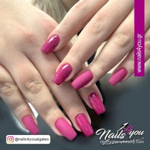Matte Dark Pink Nails
