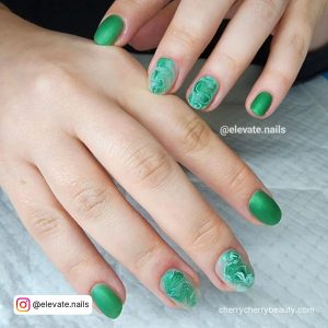 Matte Green Acrylic Nails